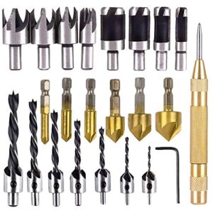 Rocaris 23-Pack Woodworking Chamfer Drilling Tool, 6pcs 1/4